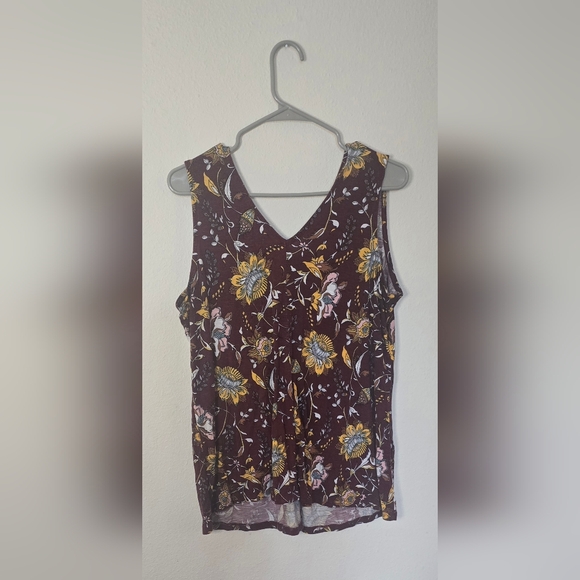 Lane Bryant Burgundy Floral Sleeveless Fall Blouse 14/16 - Picture 2 of 3
